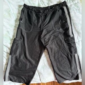 Black Athletic Capri with White Stripes